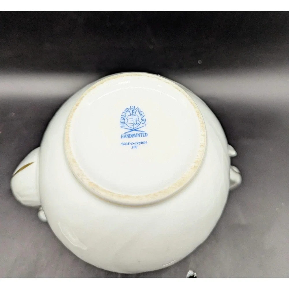 Vintage Herend Porcelain Golden Edge Coffee Tea Pot W Lid Rose Hungarian